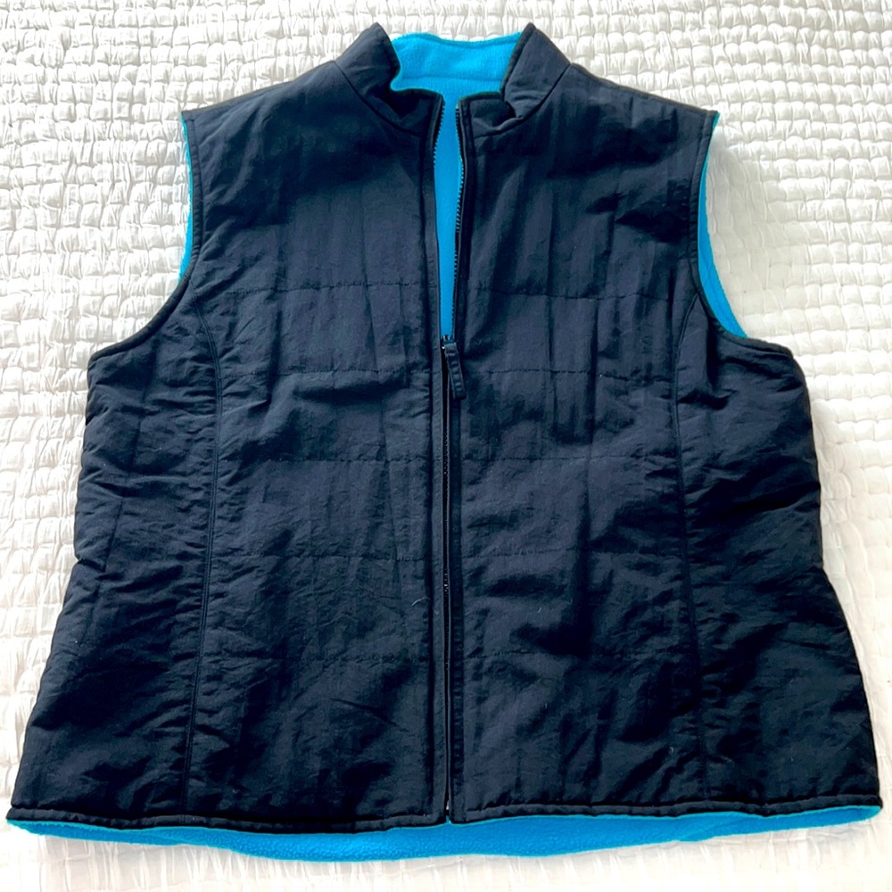 mac & jac Reversible Ladies Vest Black/Turquoise size 8/10 vintage